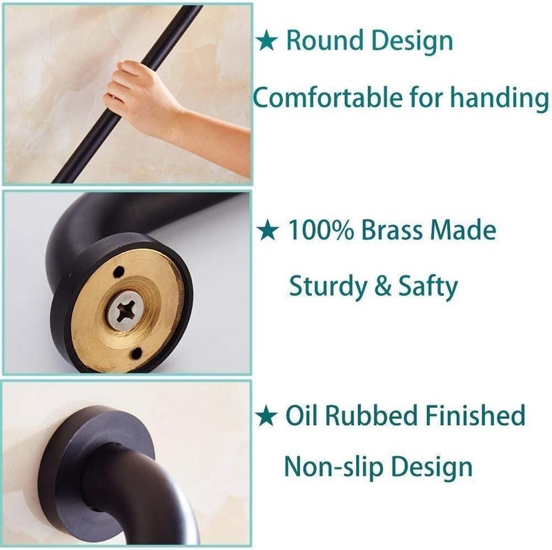 ELLO&ALLO Oil Rubbed Bronze Bathroom Shower Grab Bar, Home Care Bath Hardware (20 Inch) - Image 3